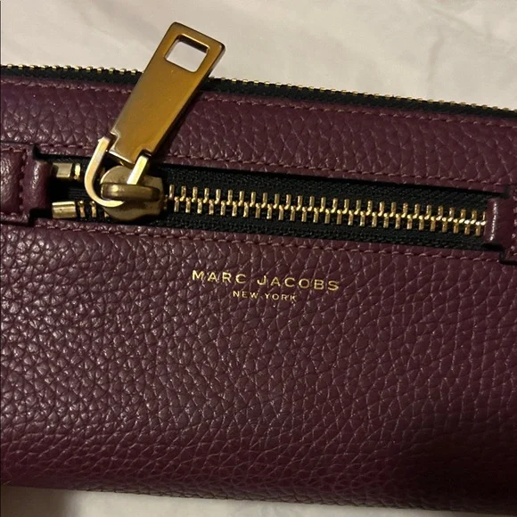 Marc Jacobs Aubergine Leather Wallet with Gold Accents - Picture 11 of 13